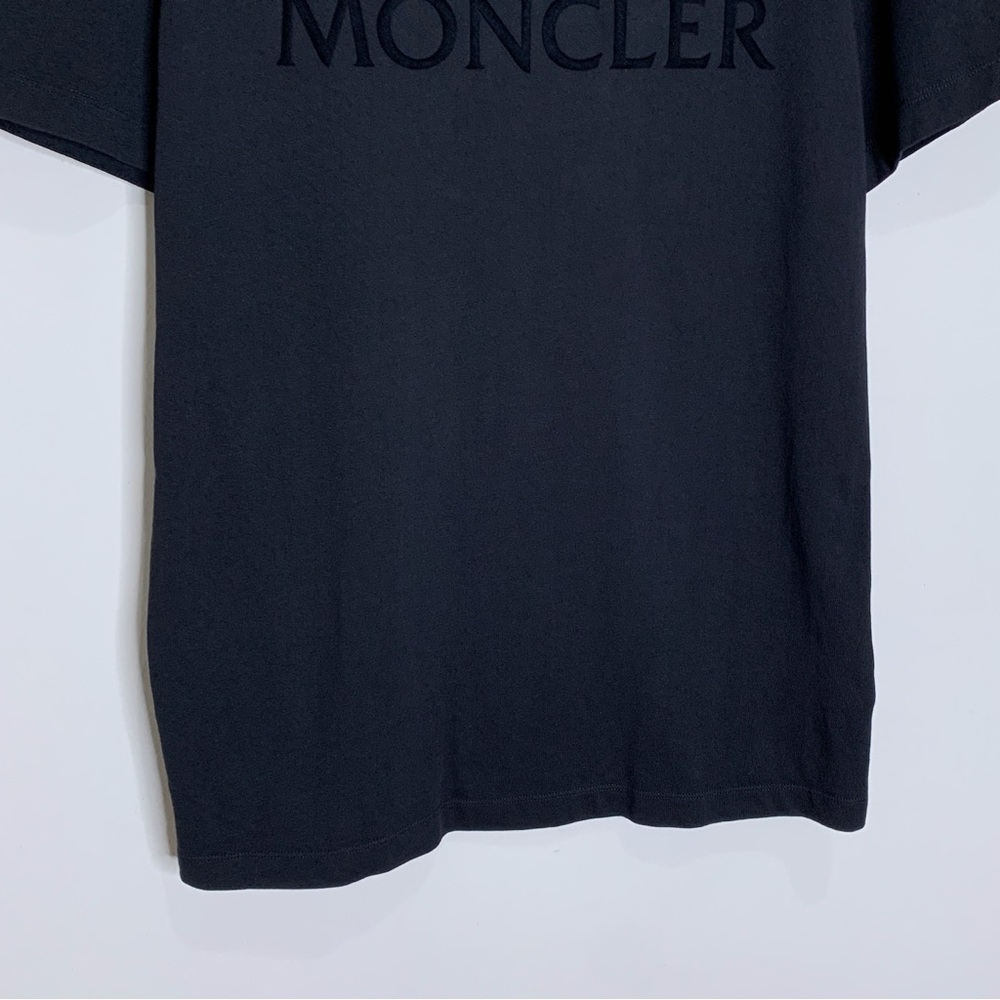 Moncler Flocked Studded Logo T-Shirt (Sz L) Short Sleeve Crewneck Tee Black - Picture 10 of 16